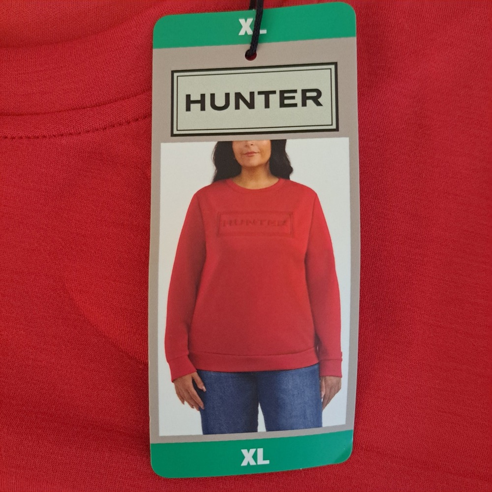Hunter Sweatshirt Womens XL Red New Embossed Logo Pullover 869-366-B9‎